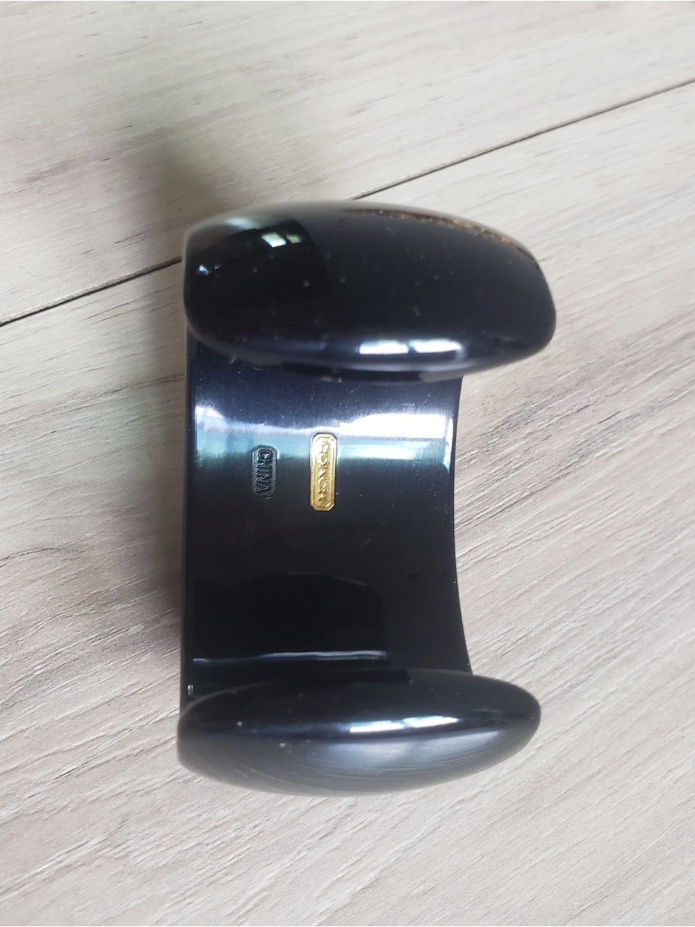Coach Black Cuff Bracelet with Gold Turnlock Accent - Picture 5 of 7